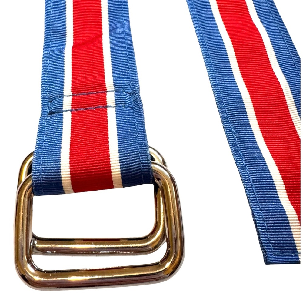 Brooks Brothers Classic Striped Ribbon Belt in Red, White and Blue, Menโs Small - Picture 5 of 8